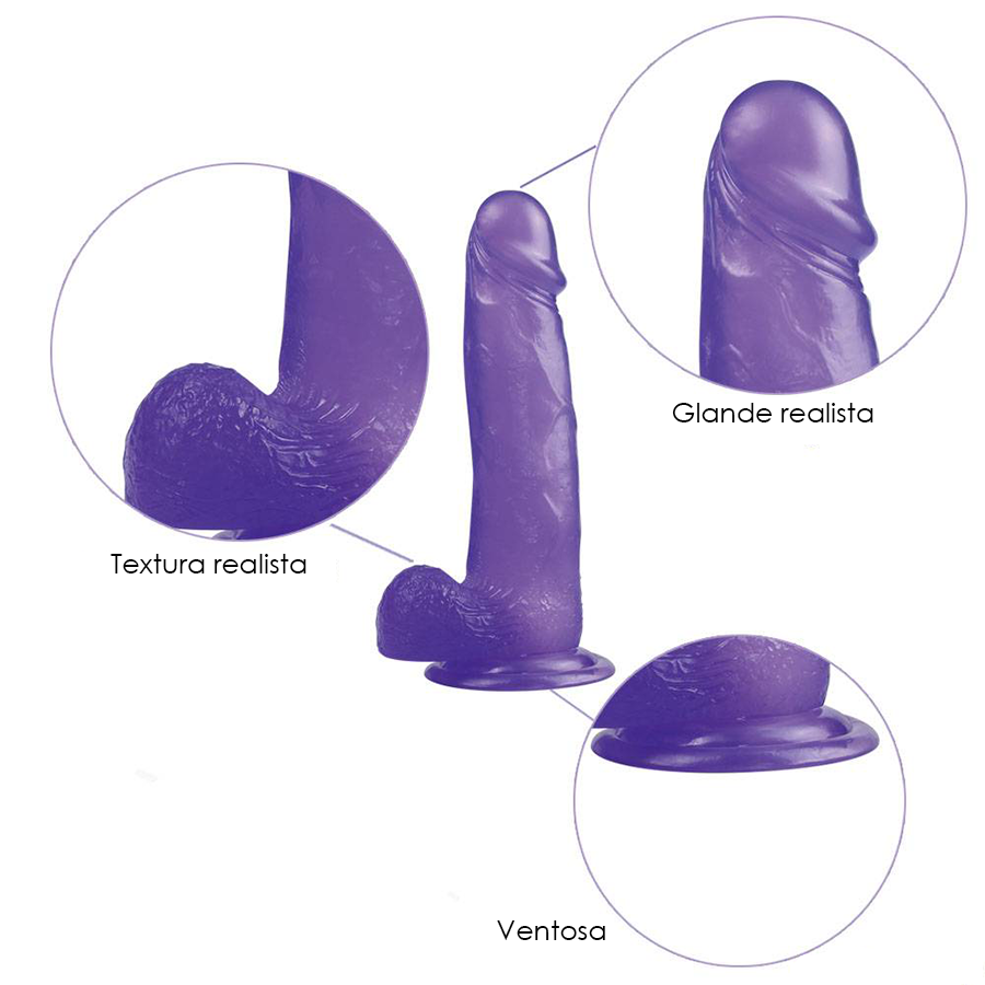 Dildo Jelly Studs Crystal  8'' Large Purple