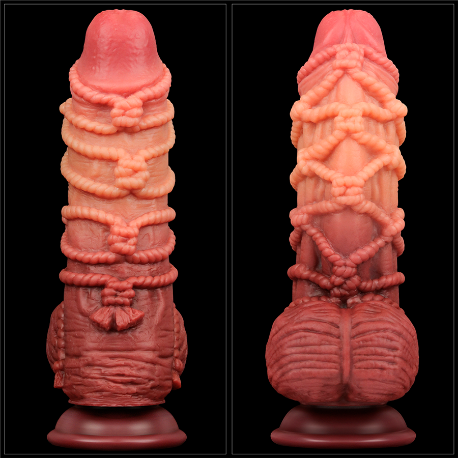 9.5'' Dual layered Platinum Silicone Cock with Rope