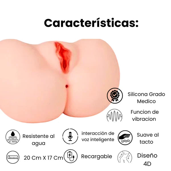 Masturbador Masculino Realista, Vagina y Ano, Incluye interacción de Sonido y vibración