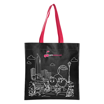 Bolsa Plana Buenas Vibras Negra 37 cm X36 cm