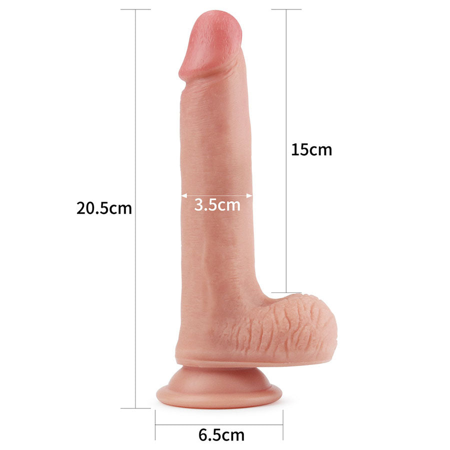 Dildo Dual Layered Liquid Silicone 8'' Flesh