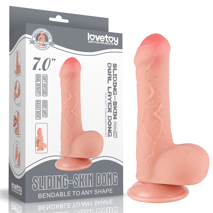 Dildo Realista 7'' Sliding Skin Dual Layer Dong