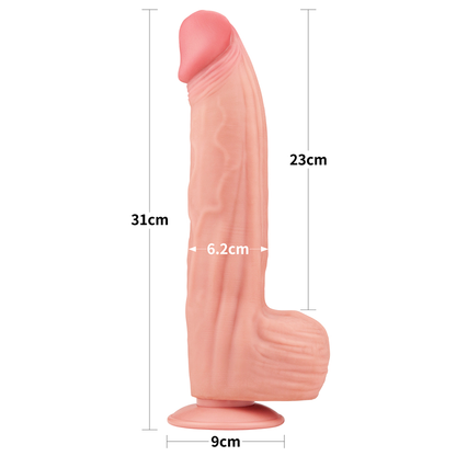 12'' King Sized Sliding Skin Dual Layer Dong