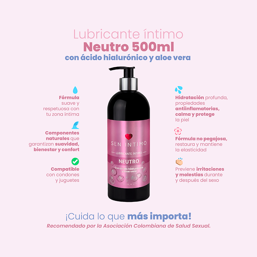 Lubricante Neutro con Ácido Hialurónico y Aloé x 500 ml by Sen Ìntimo
