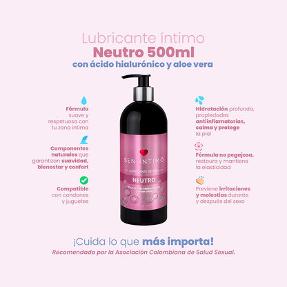 Lubricante Neutro con Ácido Hialurónico y Aloé x 500 ml by Sen Ìntimo