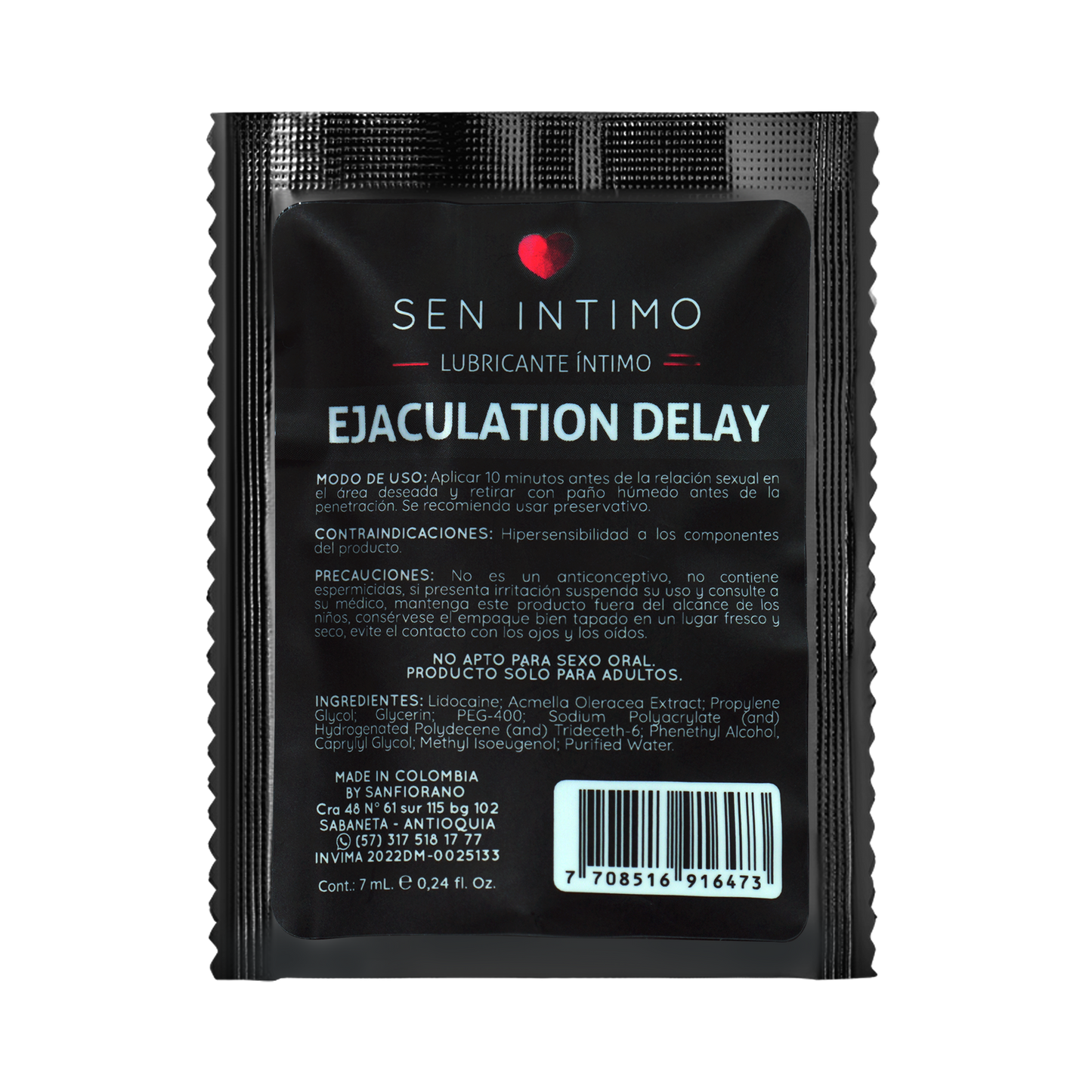 Retardante Íntimo Ejaculation Delay Sachet x 7 ml by Sen Íntimo